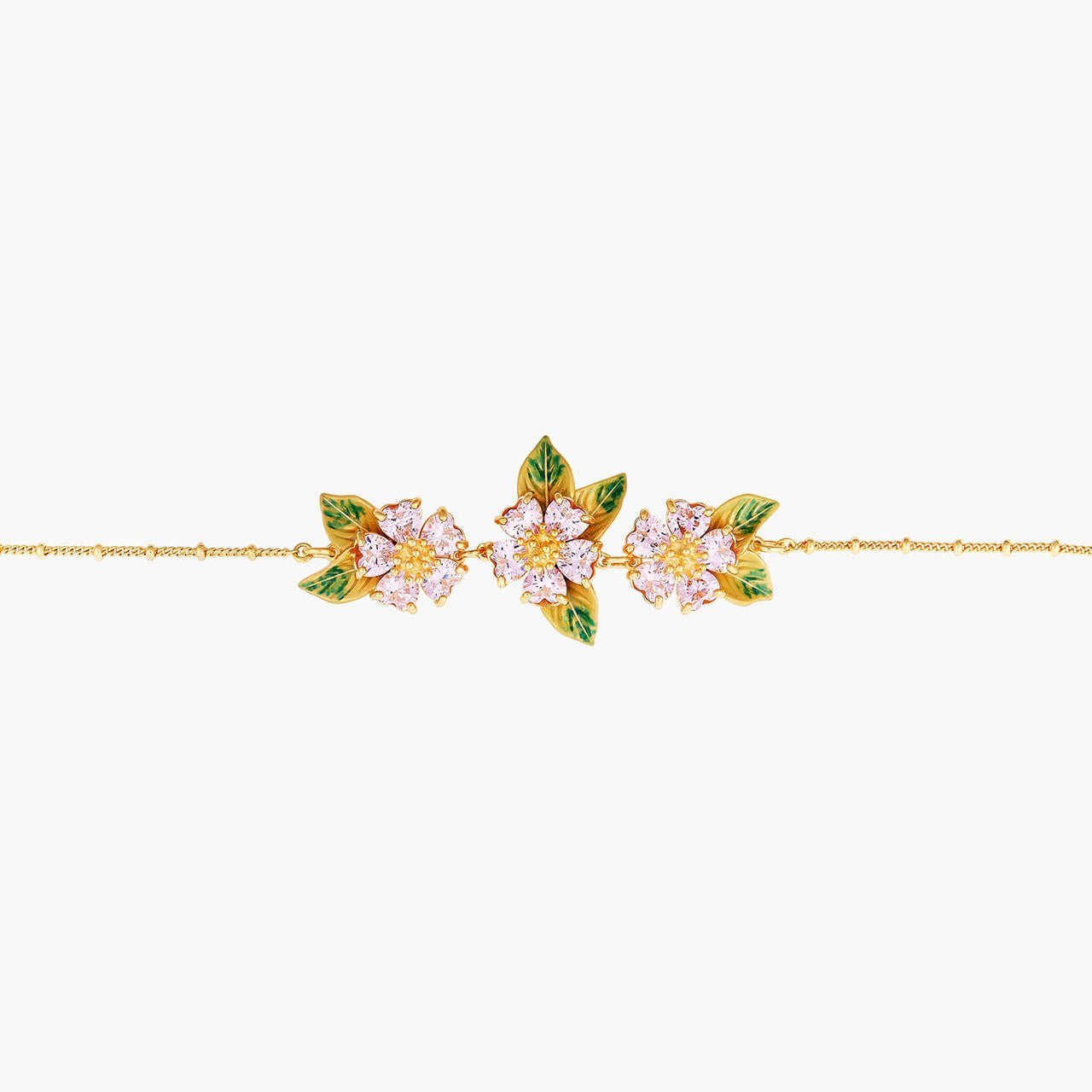 Foliage And Heart Petals Thin Bracelet | ANHA2061 - Les Nereides