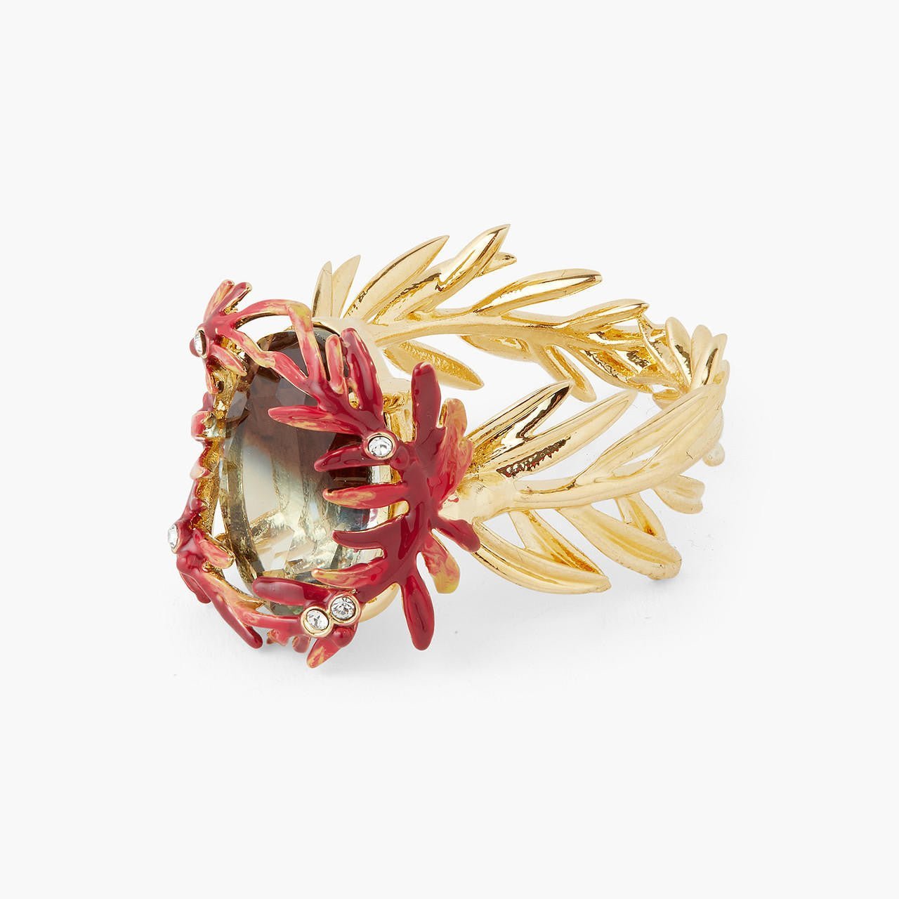 Foliage, Stones And Small Crystals Cocktail Ring | AQPS6021 - Les Nereides