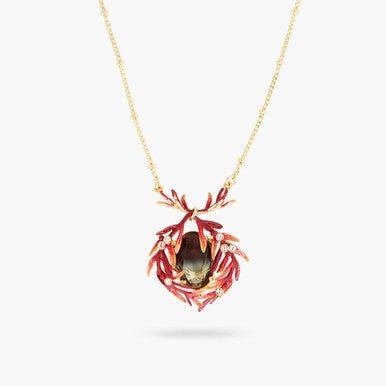 Foliage, Stones And Small Crystals Pendant Necklace | AQPS3051 - Les Nereides