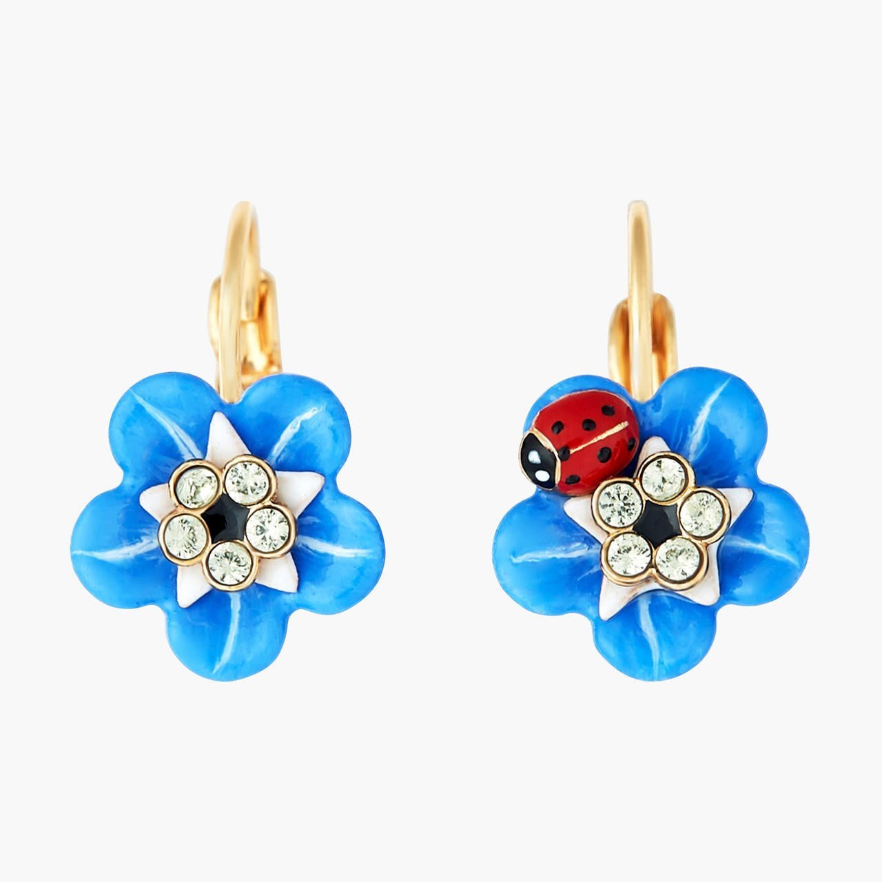 Forget - Me - Not Flower And Ladybird. Earrings | ANBM1051 - Les Nereides