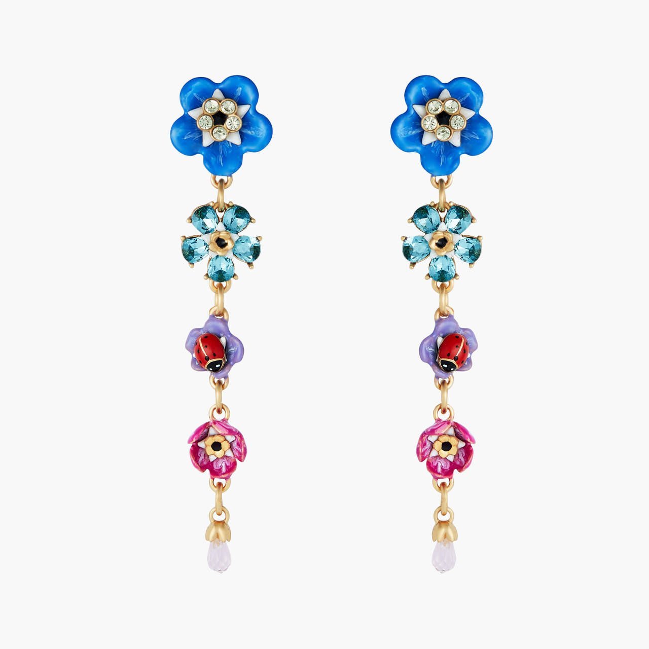 Forget - Me - Nots And Rosebuds Dangling Earrings | ANBM1021 - Les Nereides