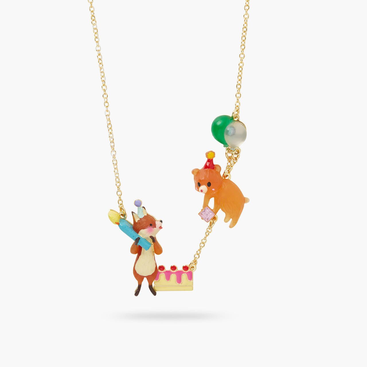 Fox and Cuddly bear Statement necklace | AQPP3011 - Les Nereides