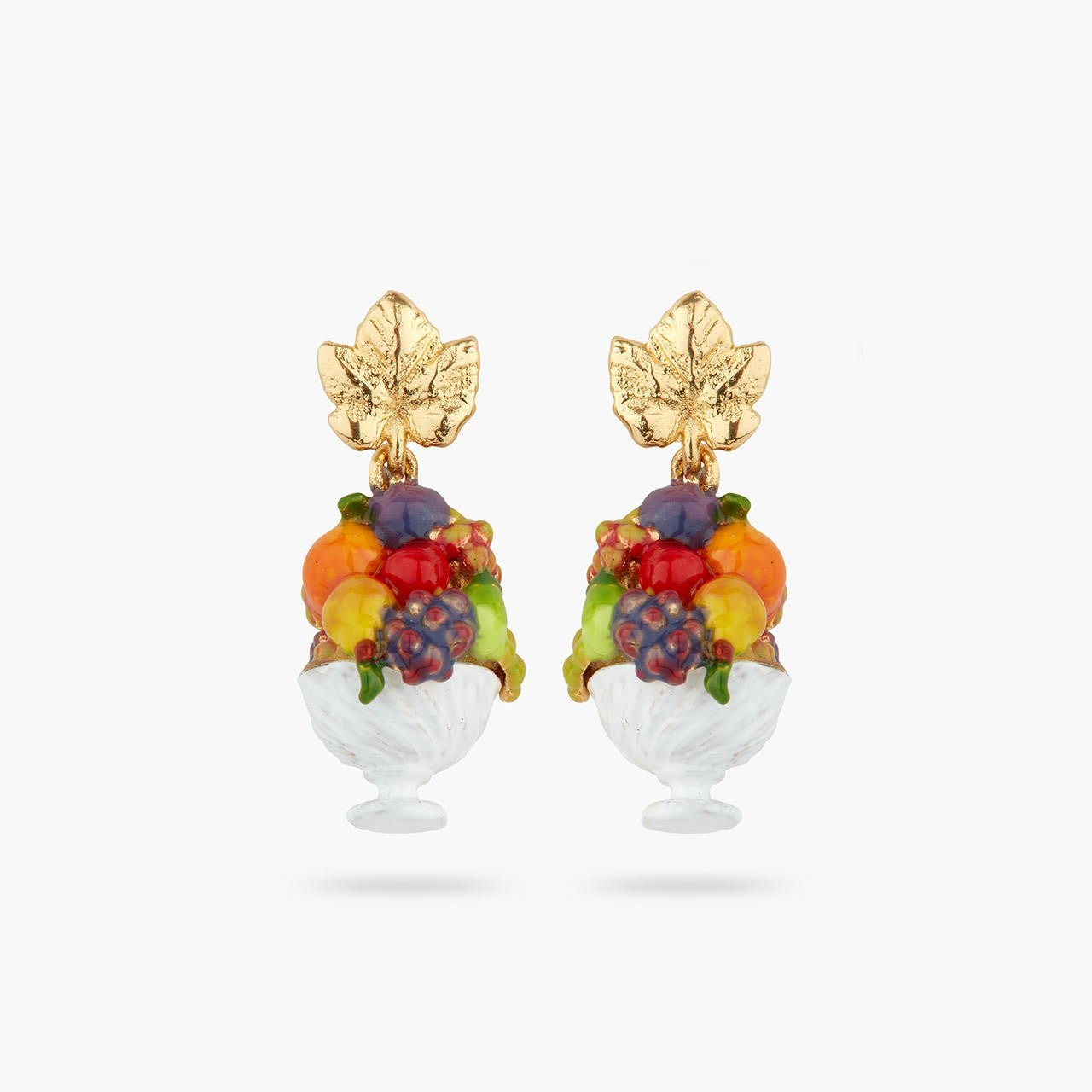 Fruit Bowl And Vine Leaf Earrings | AQVT1121 - Les Nereides