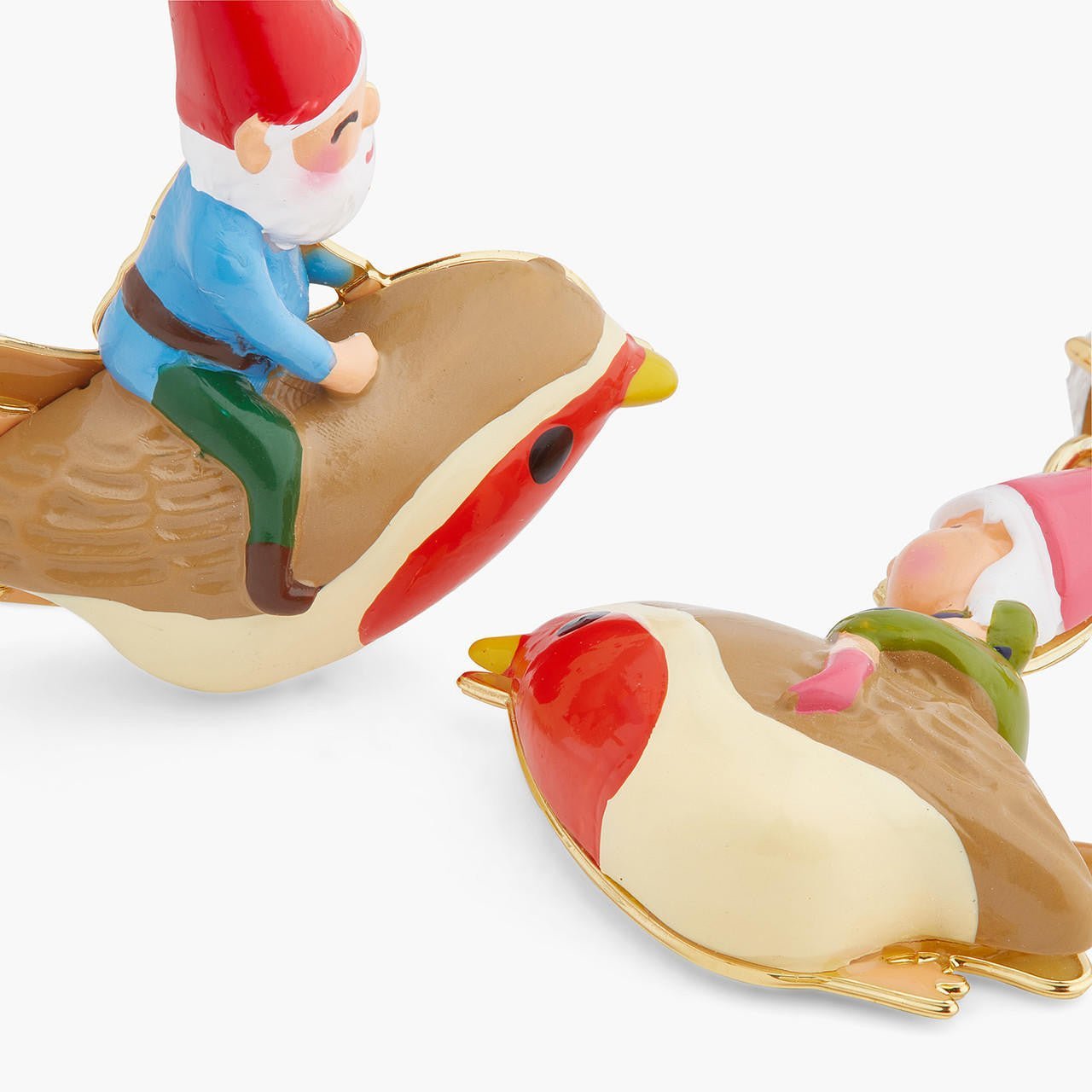 Garden Gnome And Bird Asymmetrical Earrings | ARCP1041 - Les Nereides