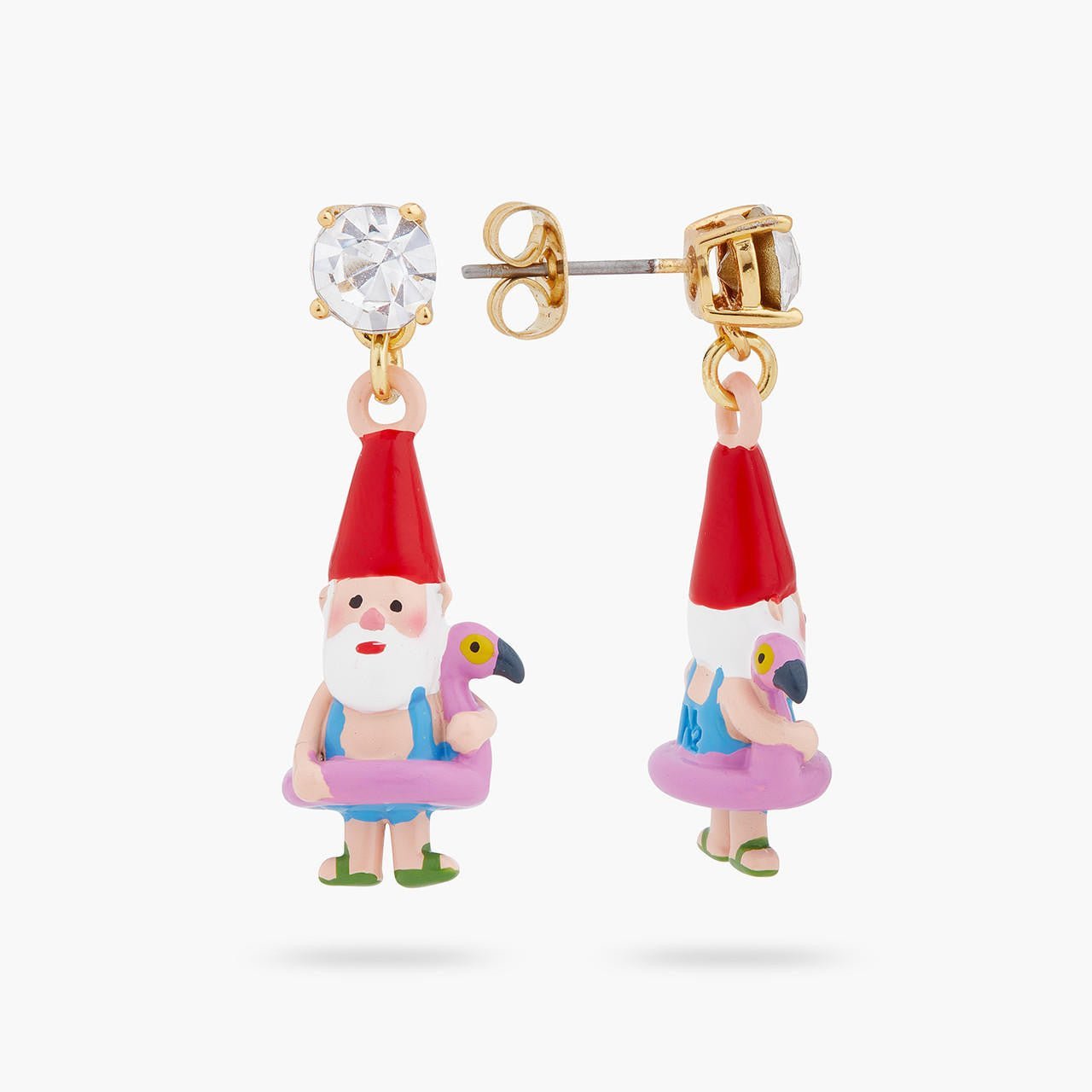 Garden Gnome And Inflatable Pink Flamingo Earrings | ARCP1031 - Les Nereides