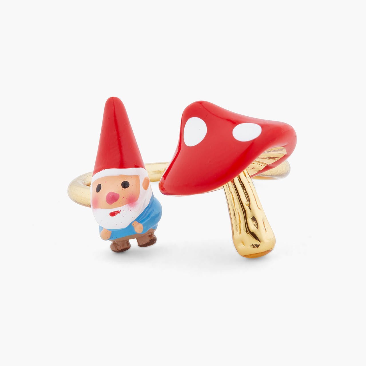 Garden Gnome And Mushroom You And Me Adjustable Ring | ARCP6011 - Les Nereides