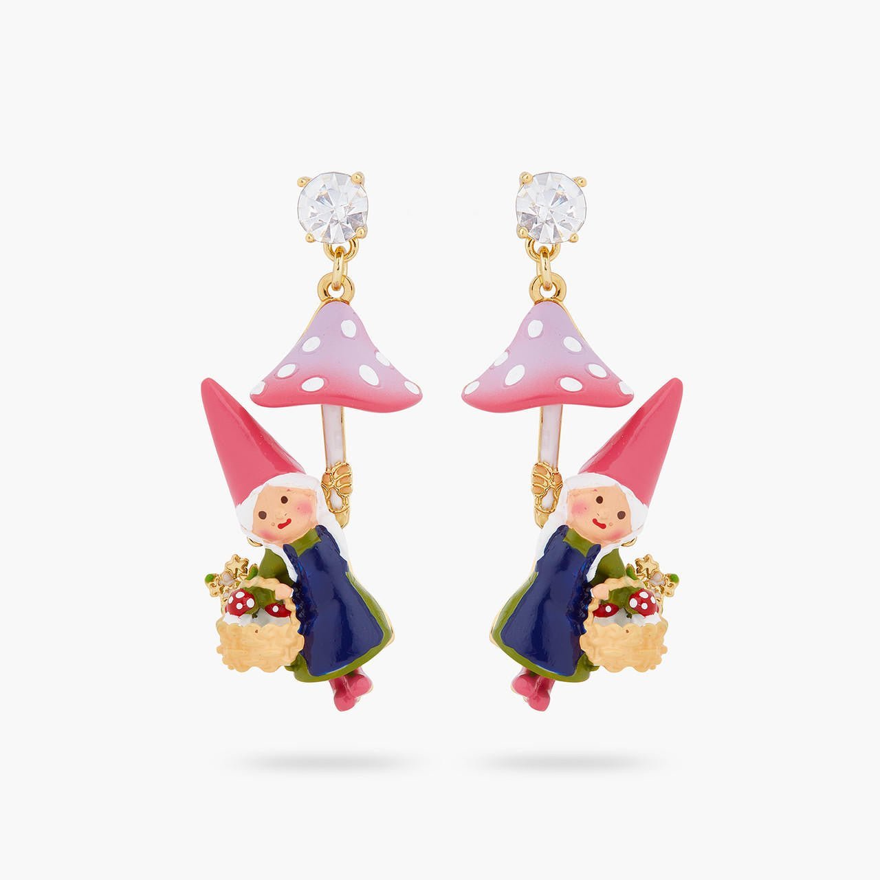 Garden Gnome Lady And Mushroom Picking Earrings | ARCP1121 - Les Nereides
