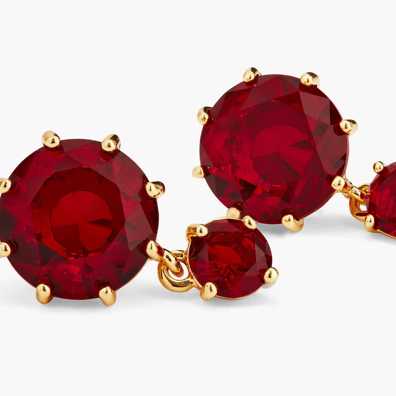 Garnet Red Diamantine 2 Stone Earrings | AQLD1261 - Les Nereides