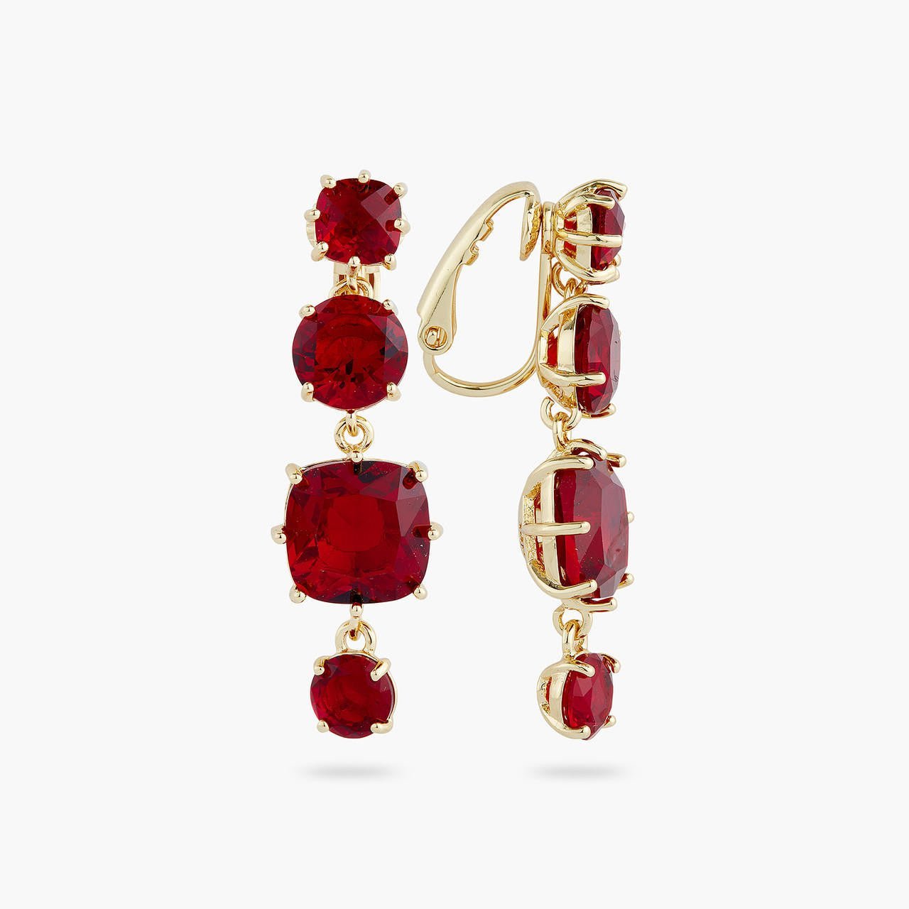 Garnet Red Diamantine 4 Stone Earrings | AQLD1201 - Les Nereides