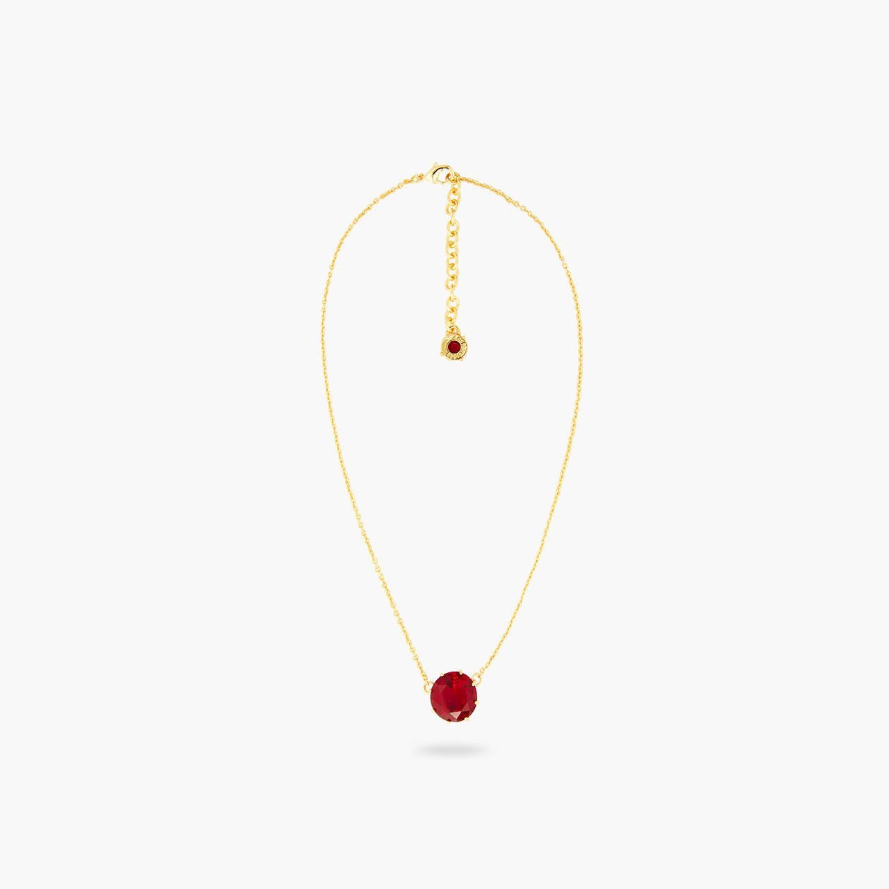 Garnet Red Diamantine Round Pendant Necklace | AQLD3011 - Les Nereides