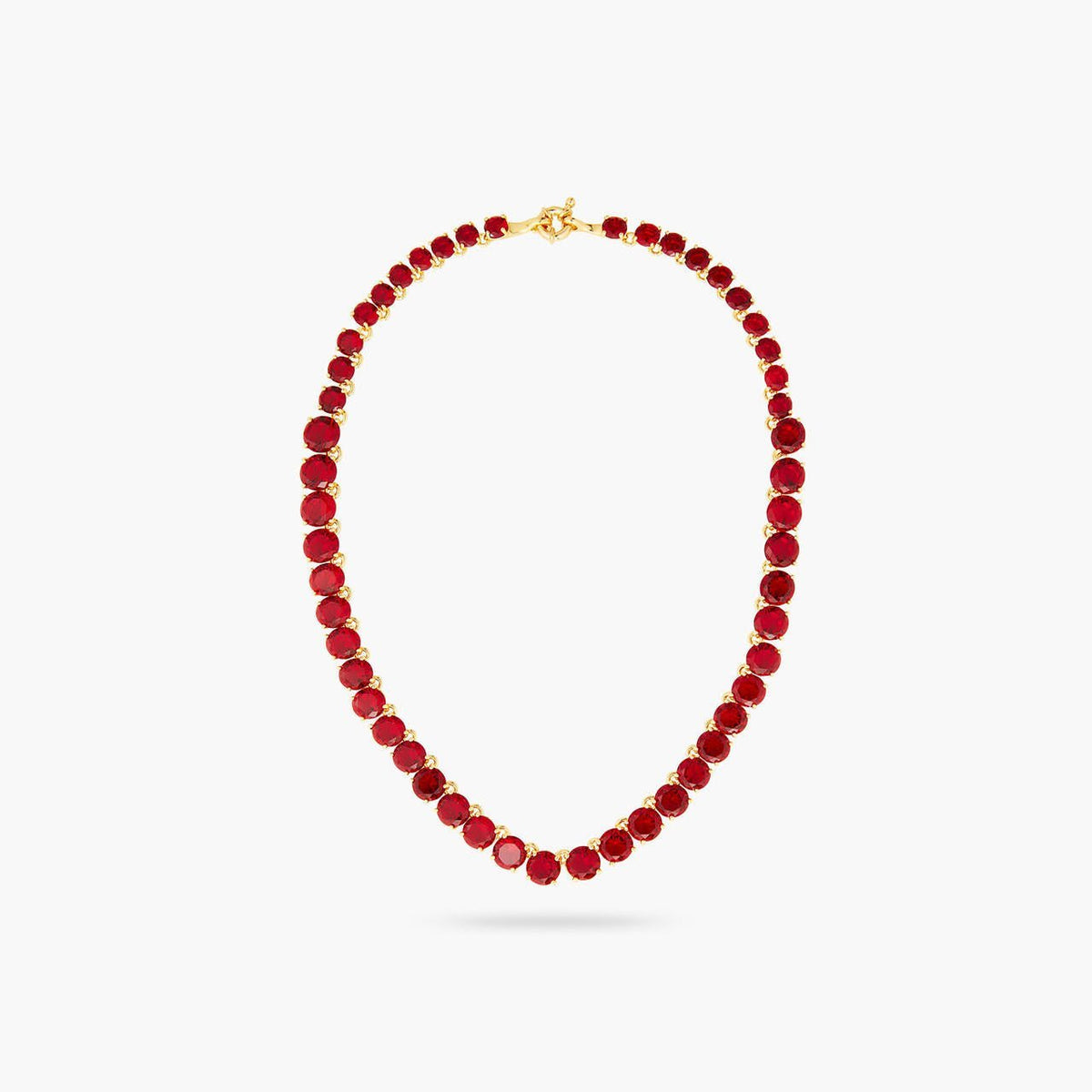 Garnet Red Diamantine Round Stone Choker Necklace | AQLD3321 - Les Nereides
