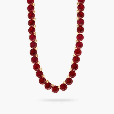 Garnet Red Diamantine Round Stone Choker Necklace | AQLD3321 - Les Nereides
