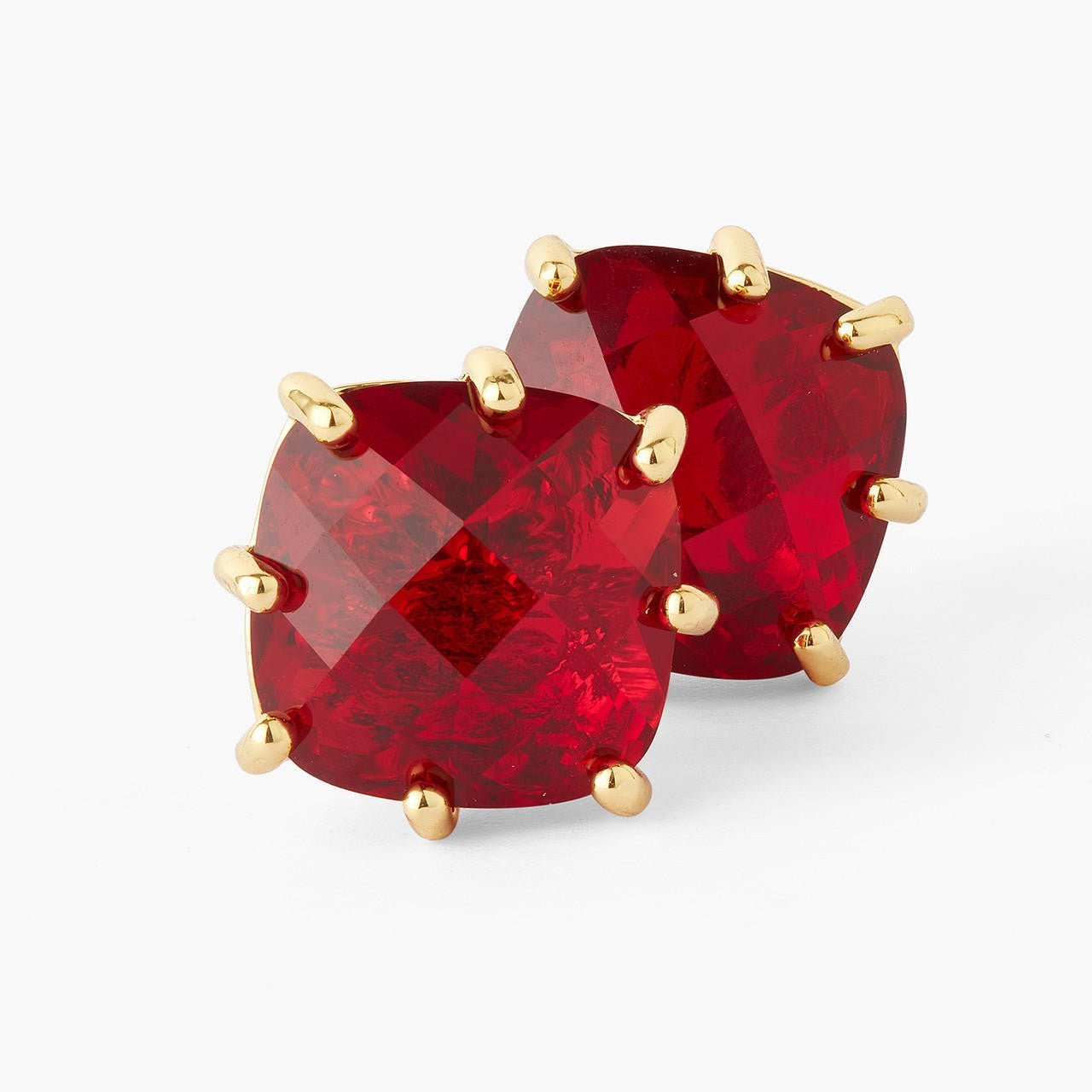 Garnet Red Diamantine Square Stone Earrings | AQLD1011 - Les Nereides