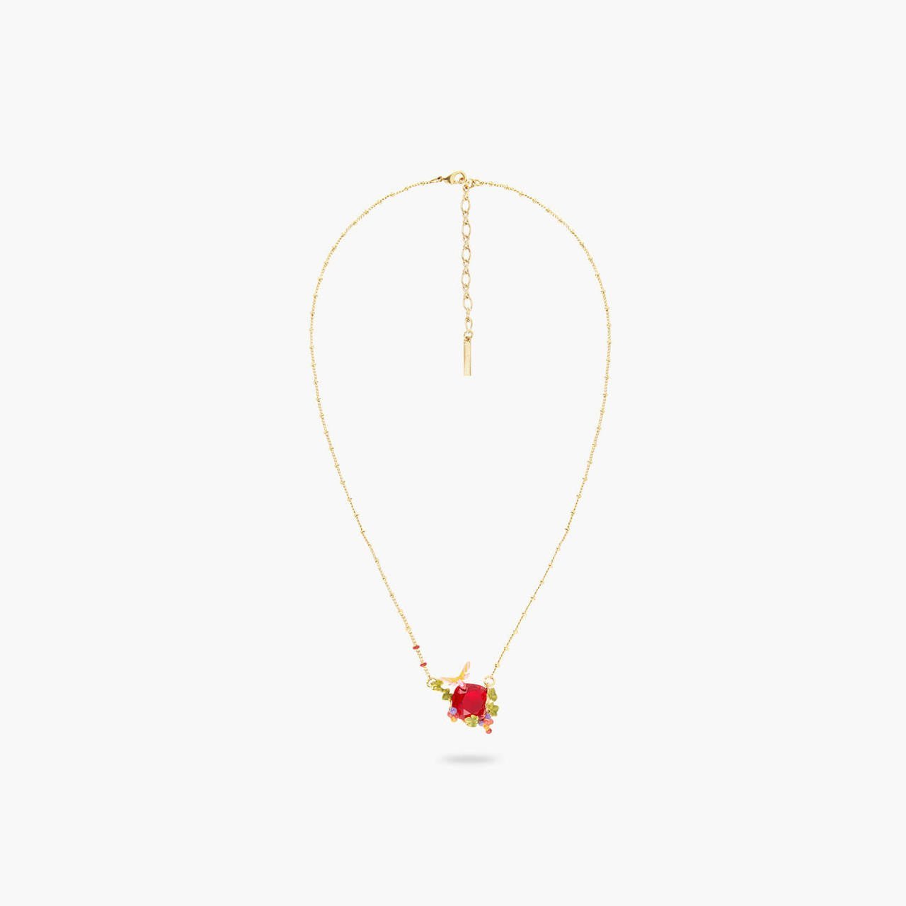 Garnet Red Faceted Stone And Butterfly Pendant Necklace | AQVT3051 - Les Nereides