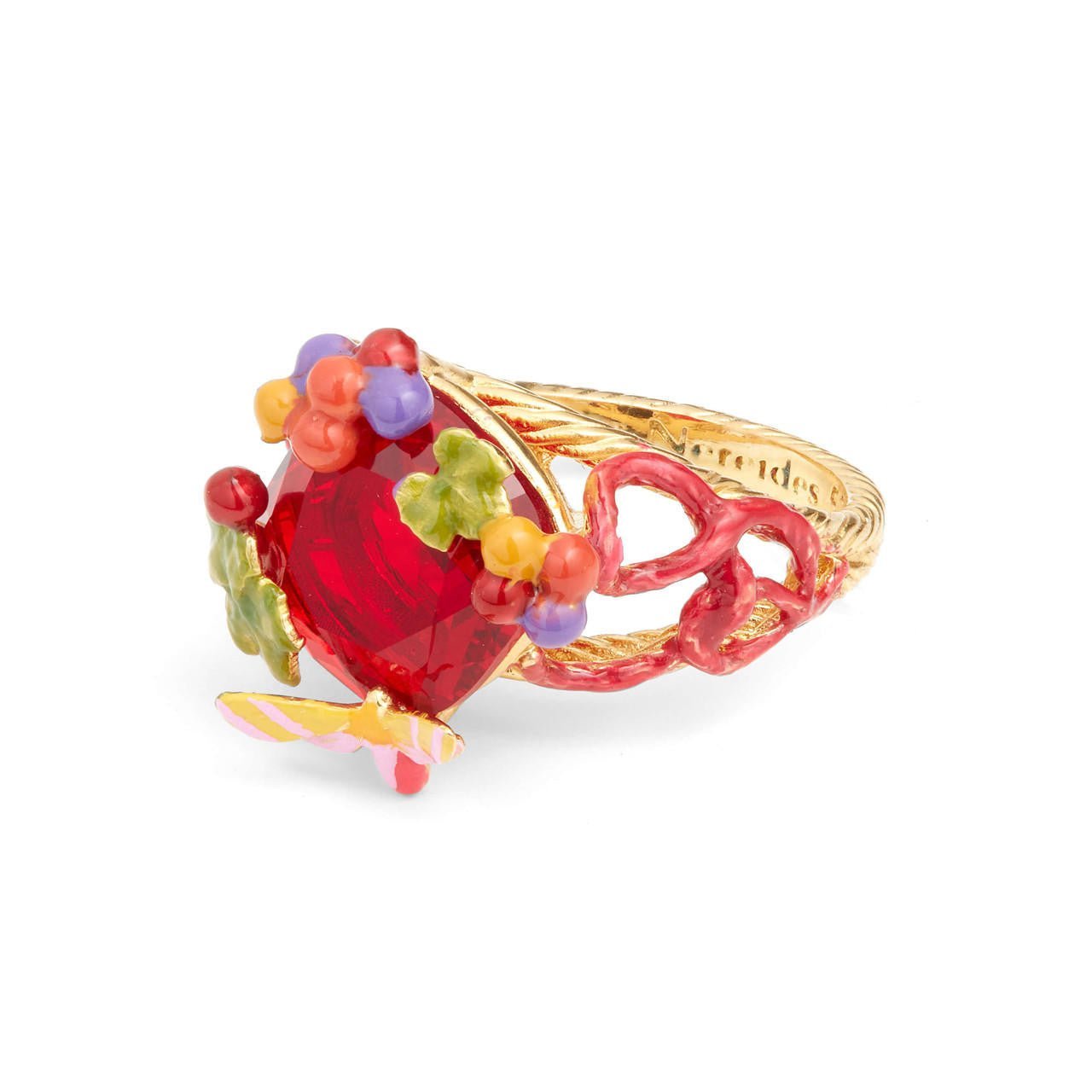 Garnet Red Stone And Grapes Cocktail Ring | AQVT6011 - Les Nereides