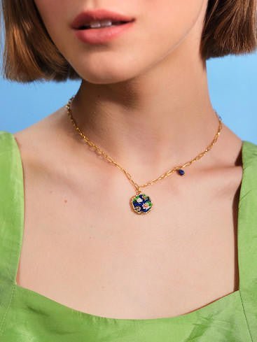 Giverny Pond And Lapis Lazuli Pendant Necklace | AQJF3041 - Les Nereides