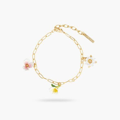 Gold - Plated Links And Flower Pendant Bracelet | AQJF2021 - Les Nereides