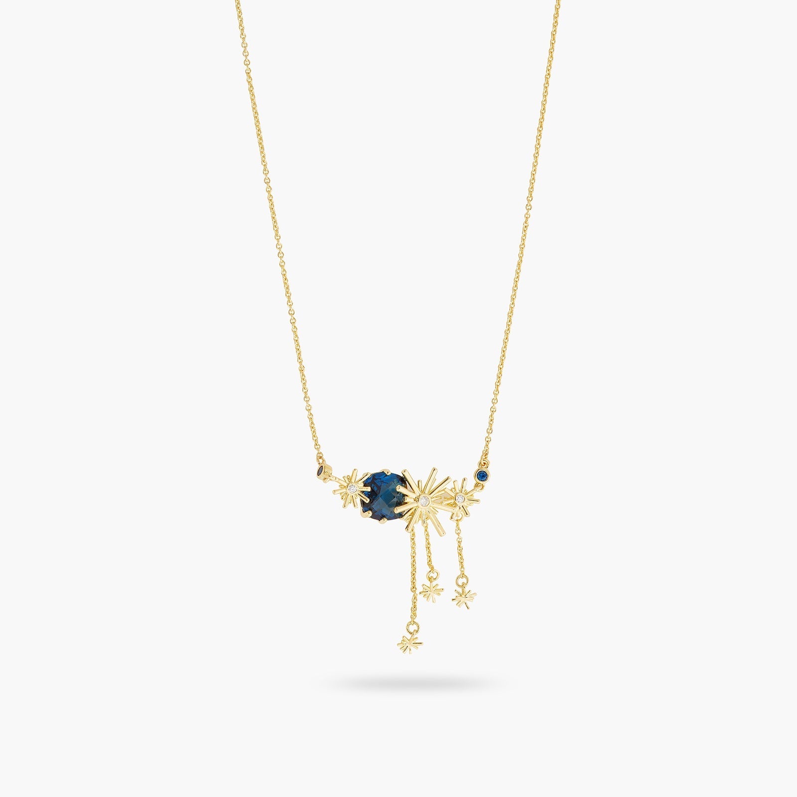 Gold Stars And Blue Stone Statement Necklace | ATET3011 - Les Nereides