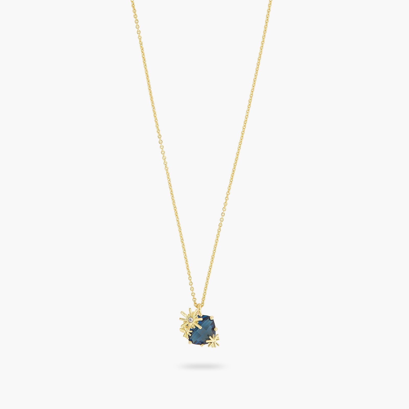 Gold Stars And Square Stone Pendant Necklace | ATET3021 - Les Nereides
