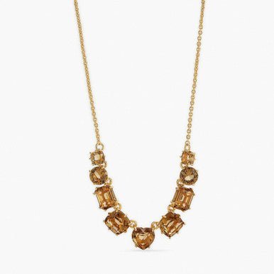 Golden Brown Diamantine Fine 9 Stone Necklace | APLD3181 - Les Nereides