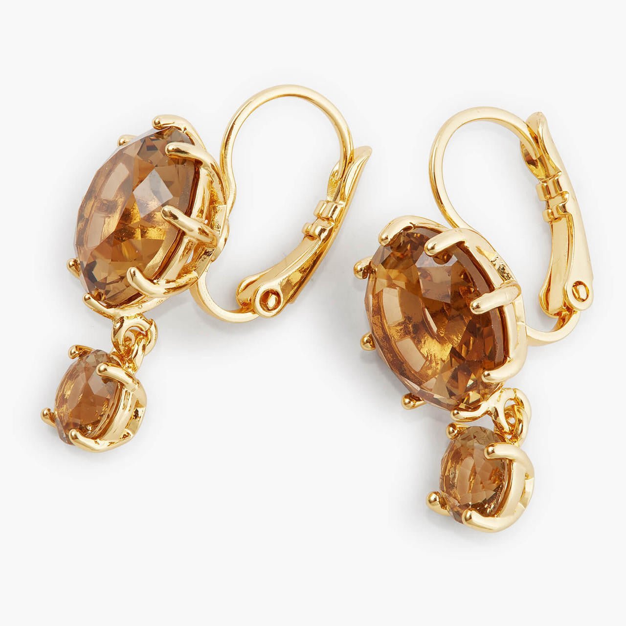 Golden Brown Diamantine Round Earrings | APLD1261 - Les Nereides