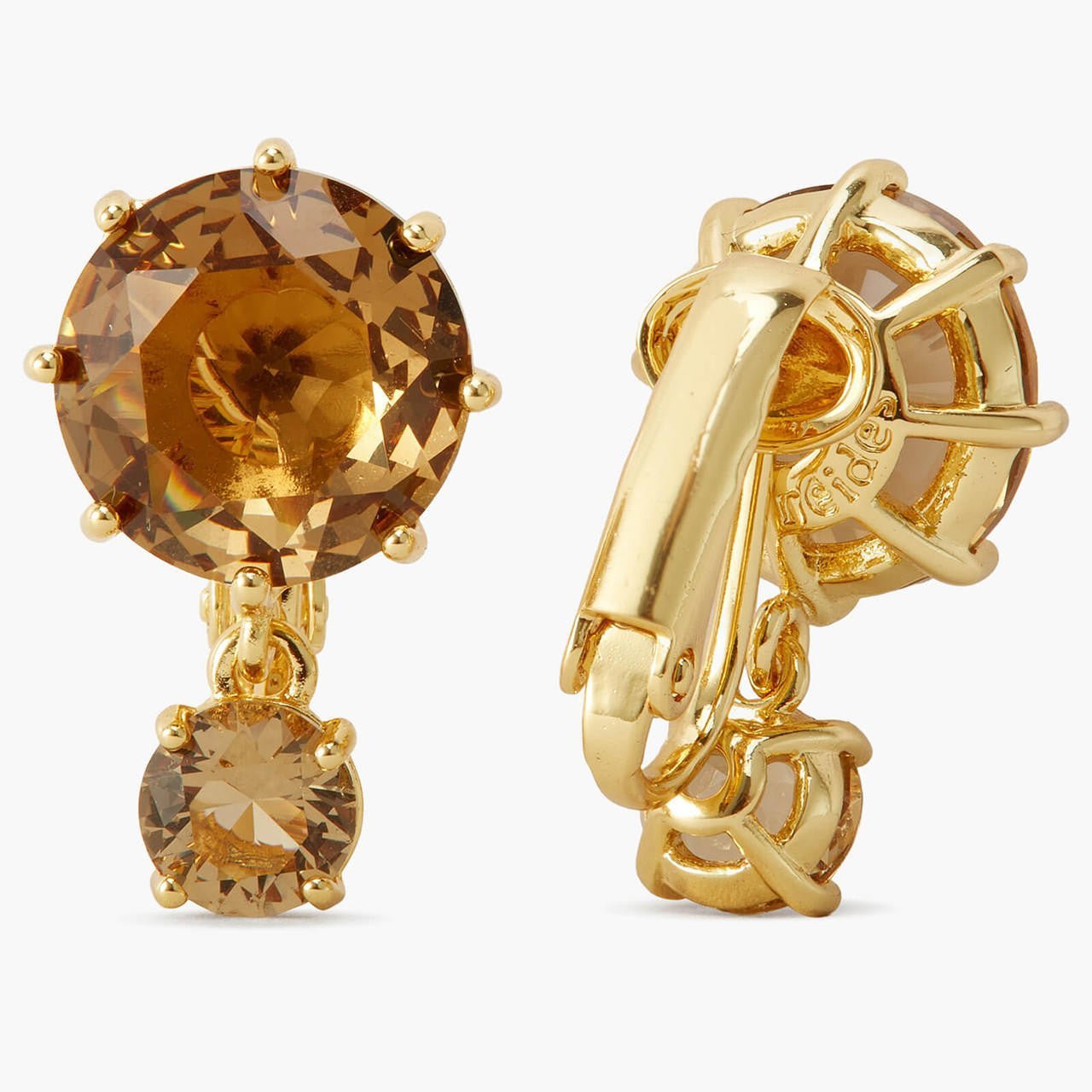 Golden Brown Diamantine Round Earrings | APLD1261 - Les Nereides