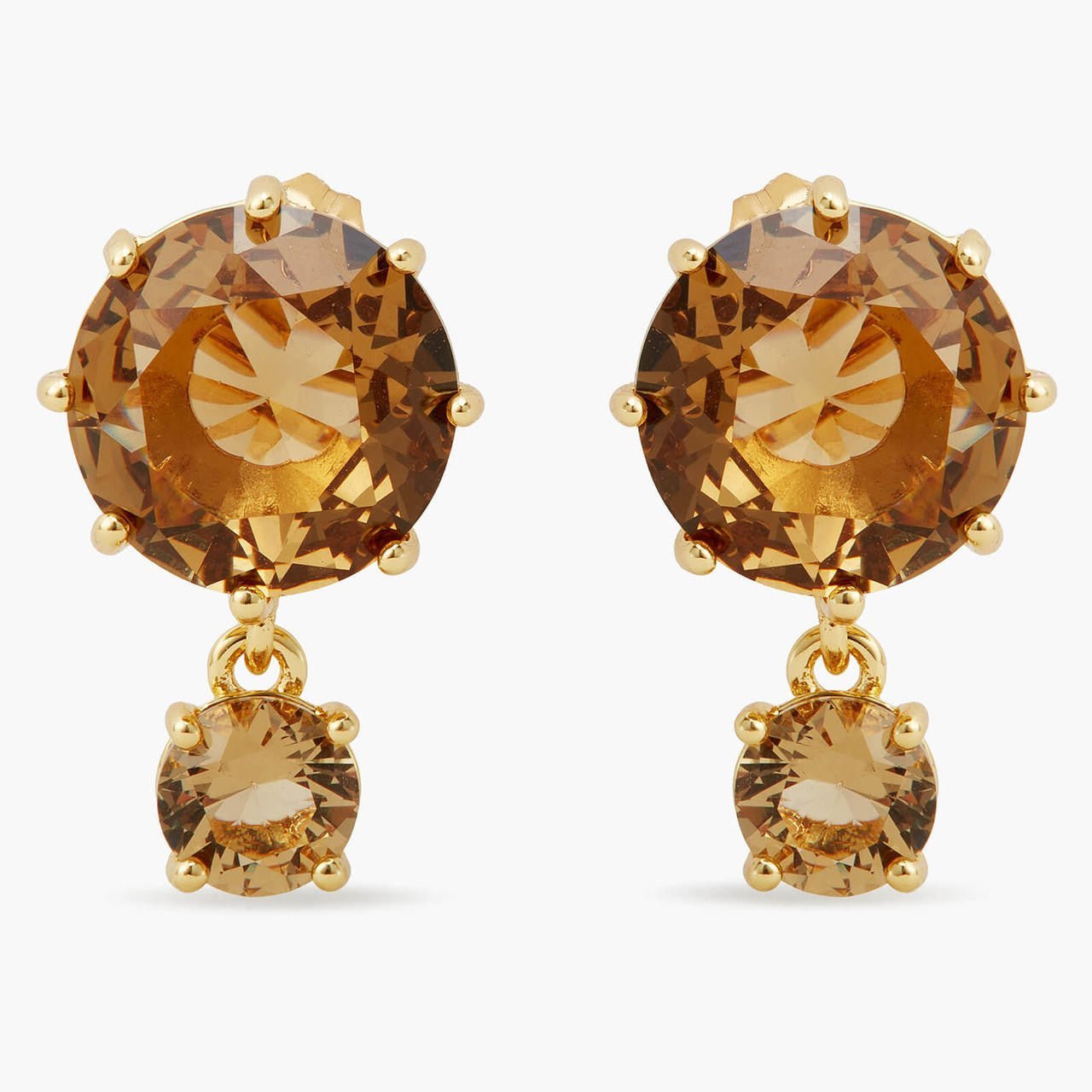 Golden Brown Diamantine Round Earrings | APLD1261 - Les Nereides
