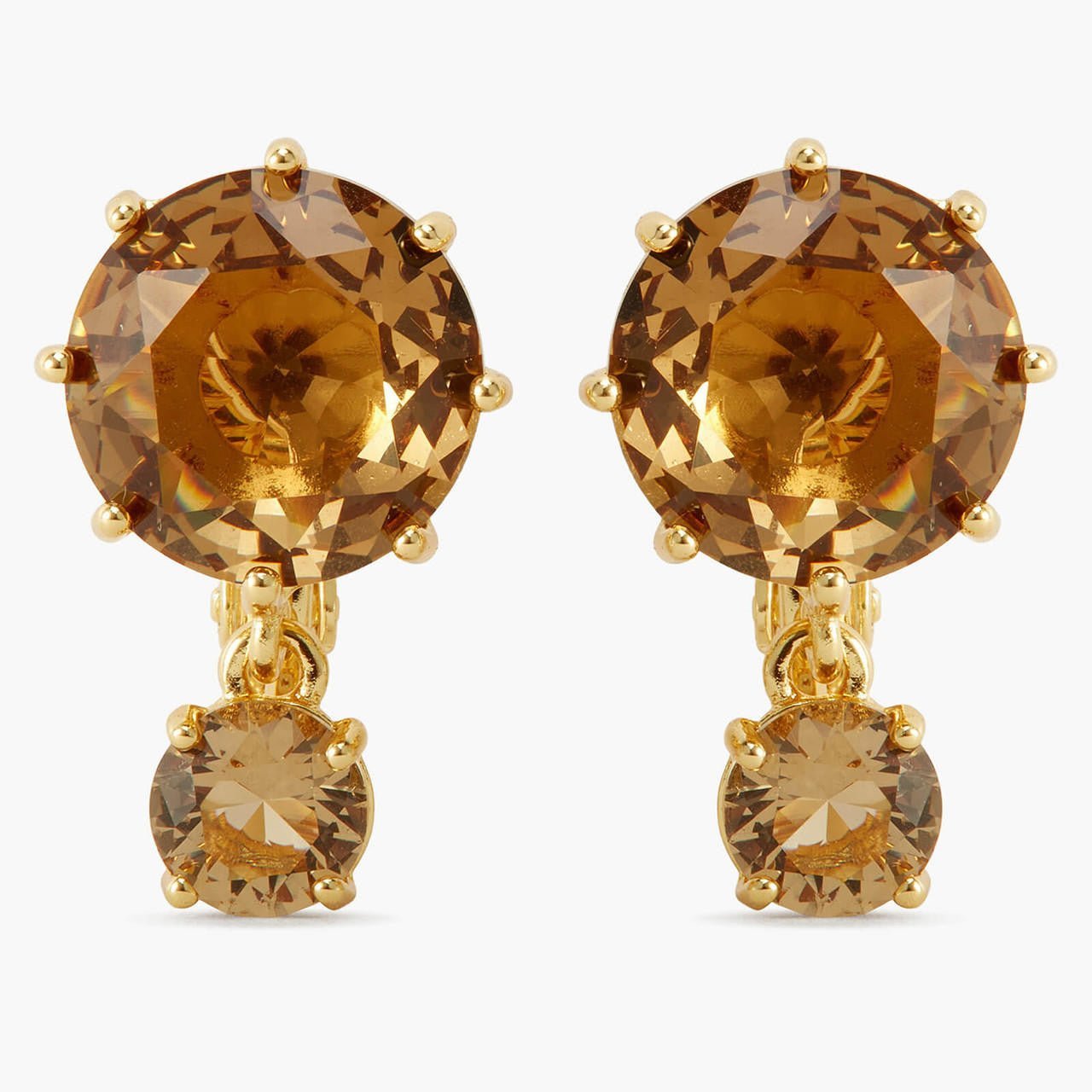 Golden Brown Diamantine Round Earrings | APLD1261 - Les Nereides