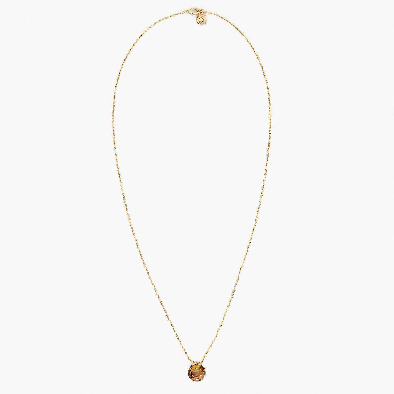 Golden Brown Diamantine Round Stone Long Necklace | APLD3331 - Les Nereides