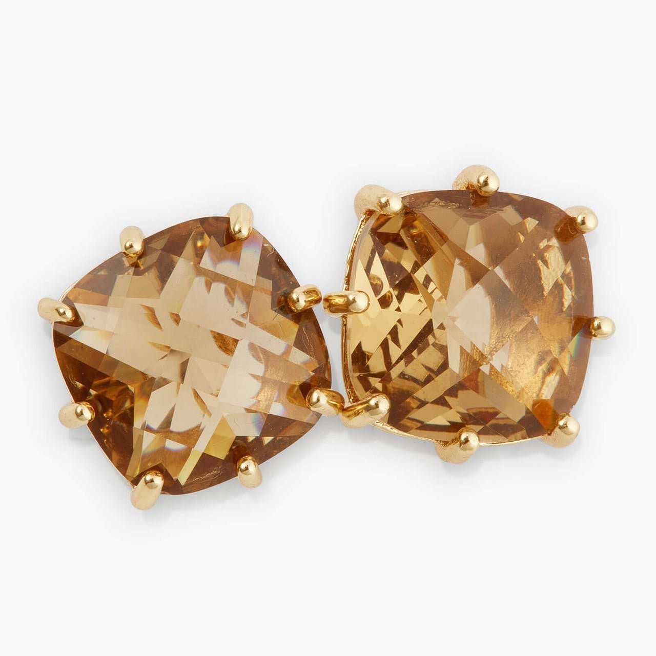 Golden Brown Diamantine Square Stone Earrings | APLD1011 - Les Nereides