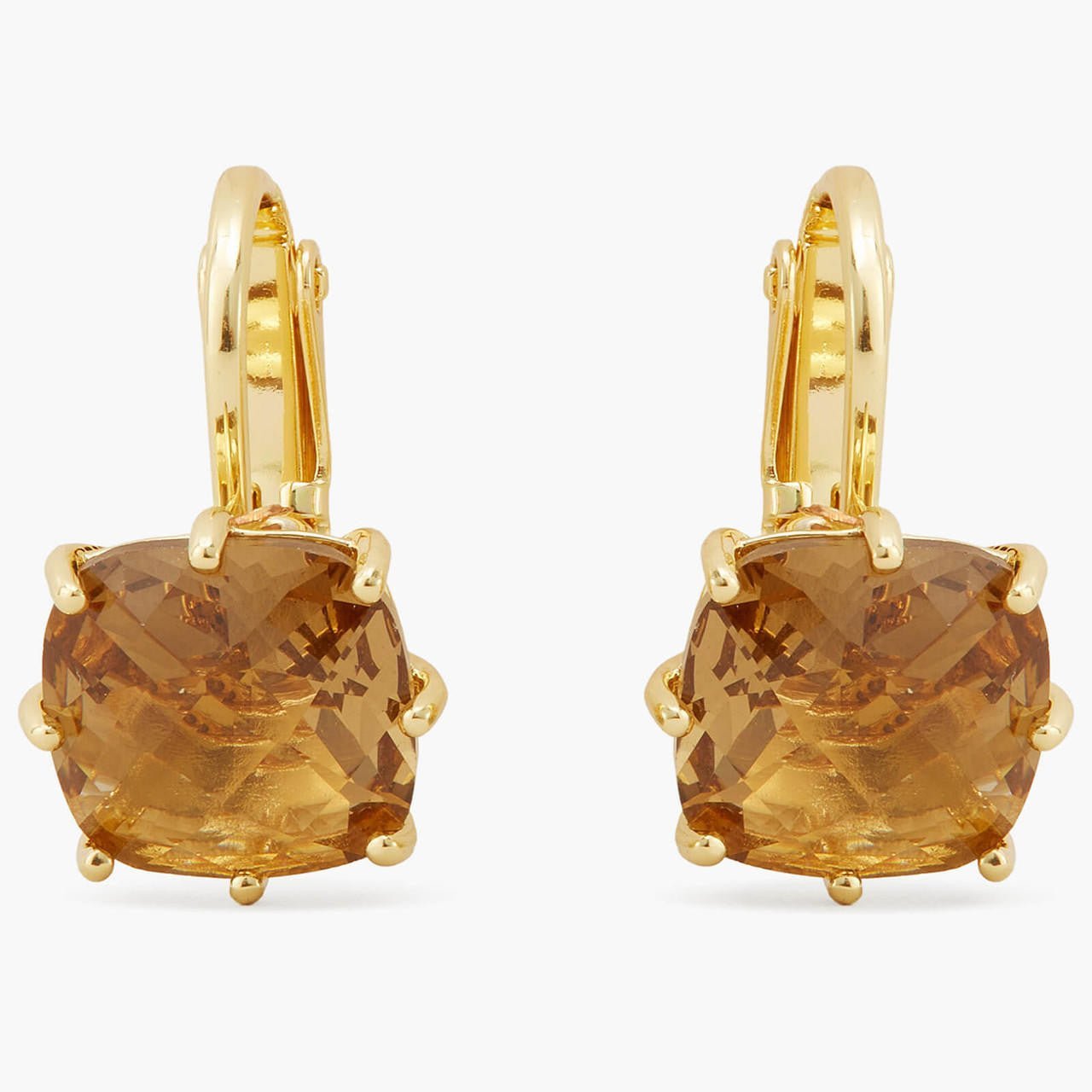 Golden Brown Diamantine Square Stone Earrings | APLD1011 - Les Nereides