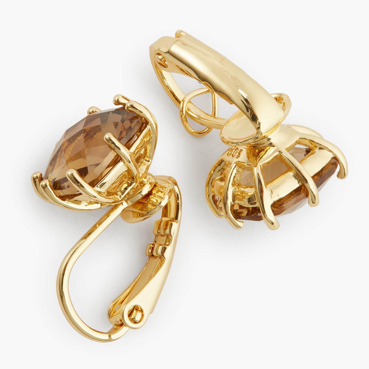 Golden Brown Diamantine Square Stone Earrings | APLD1011 - Les Nereides