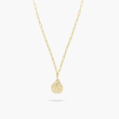Golden Snail And Rectangle Link Chain Necklace | ARAM3031 - Les Nereides