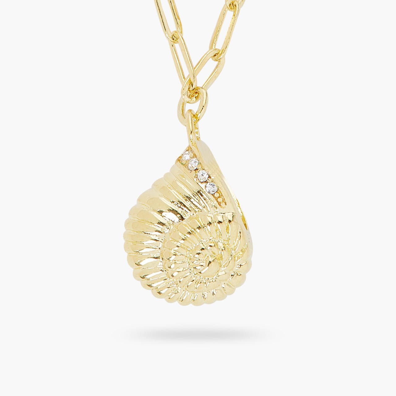 Golden Snail And Rectangle Link Chain Necklace | ARAM3031 - Les Nereides