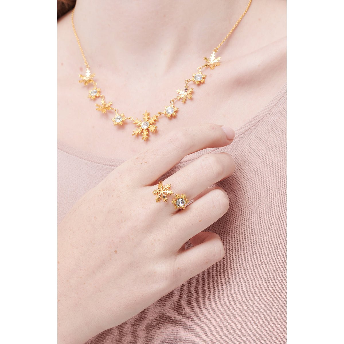 Golden Snowflakes Adjustable Rings | AMSC6021 - Les Nereides