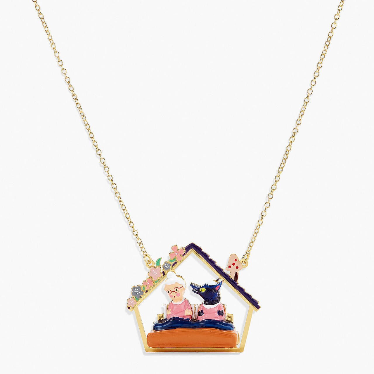 Grandmother And Big Bad Wolf Pendant Necklace | APBB3051 - Les Nereides