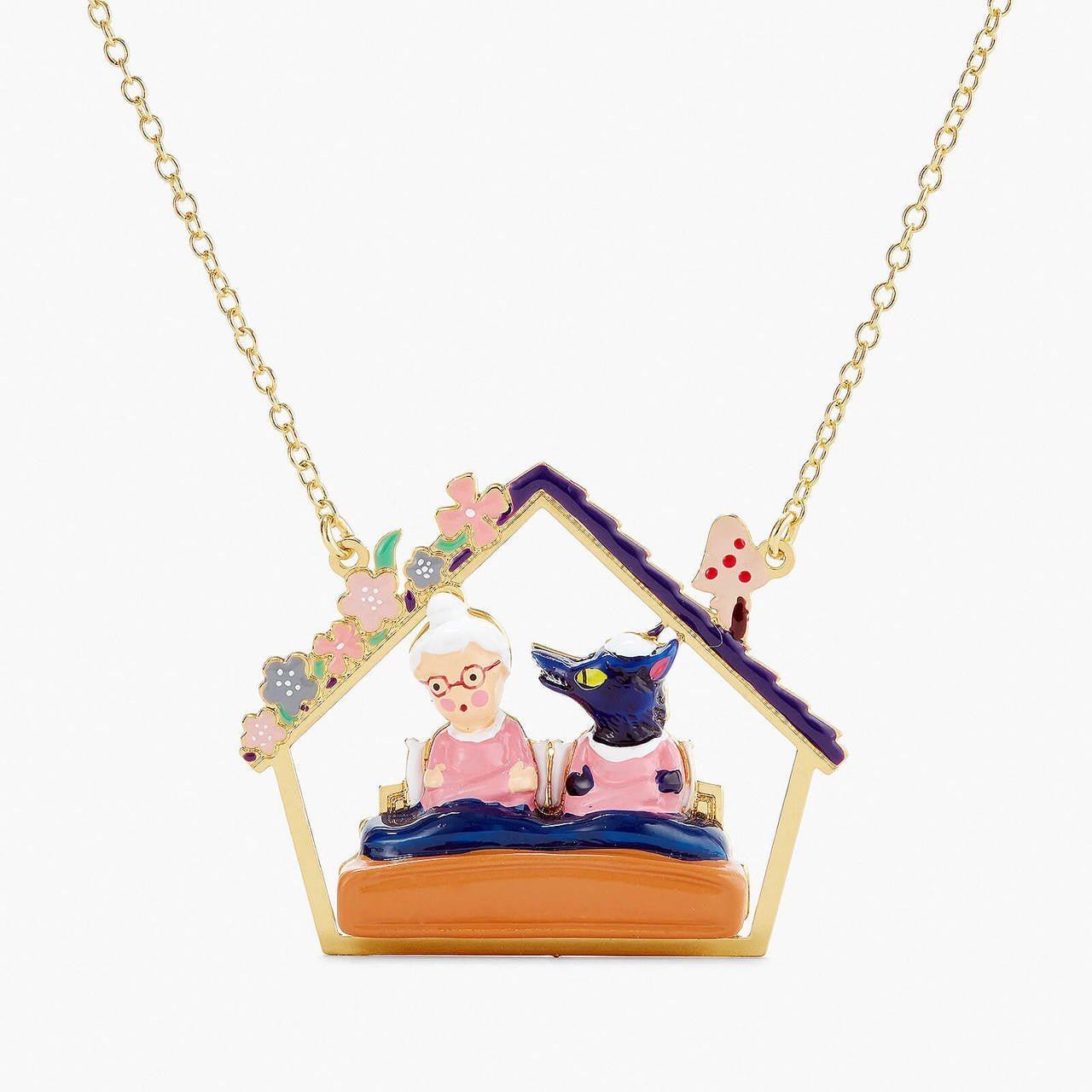 Grandmother And Big Bad Wolf Pendant Necklace | APBB3051 - Les Nereides