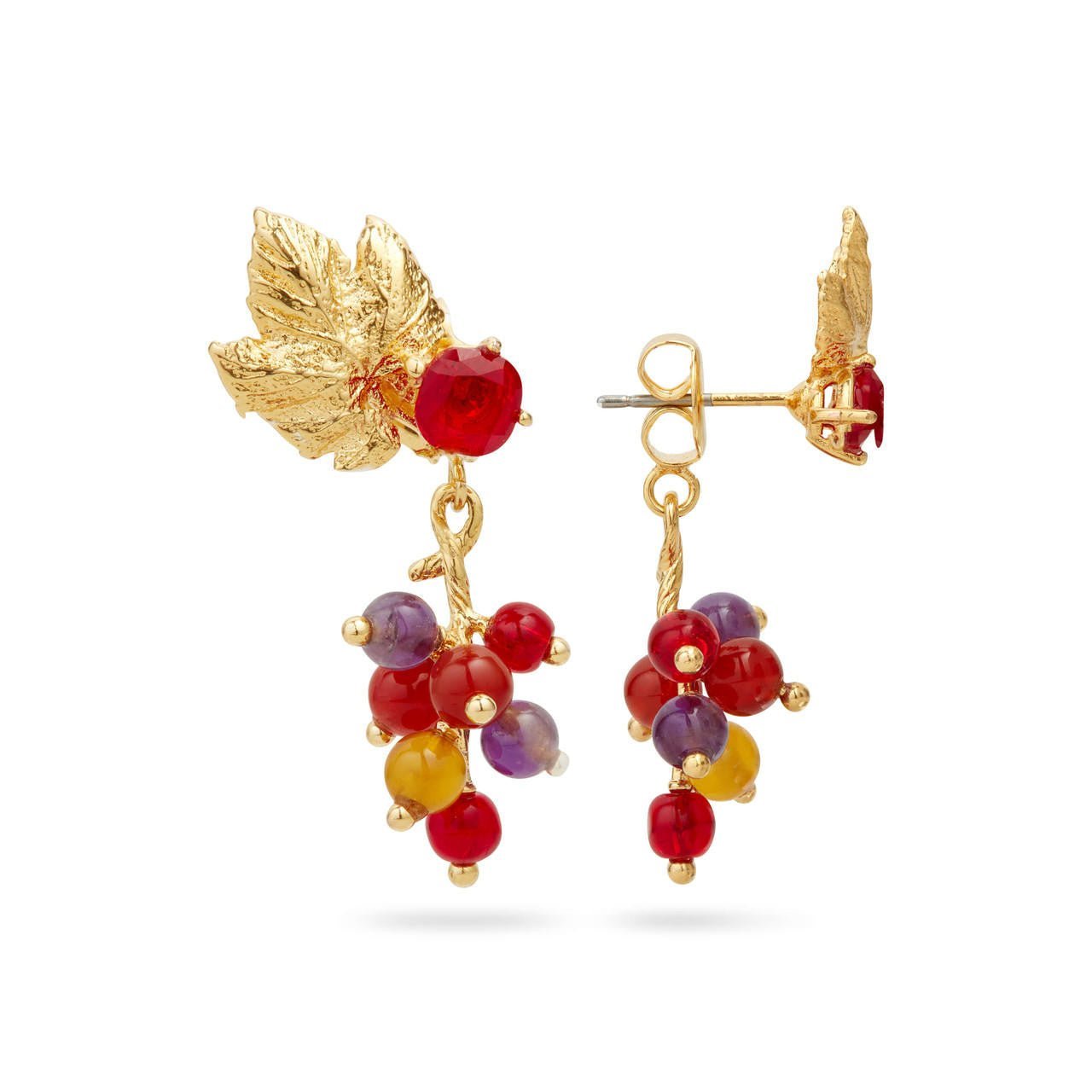 Grapes And Vine Leaf Earrings | AQVT1011 - Les Nereides