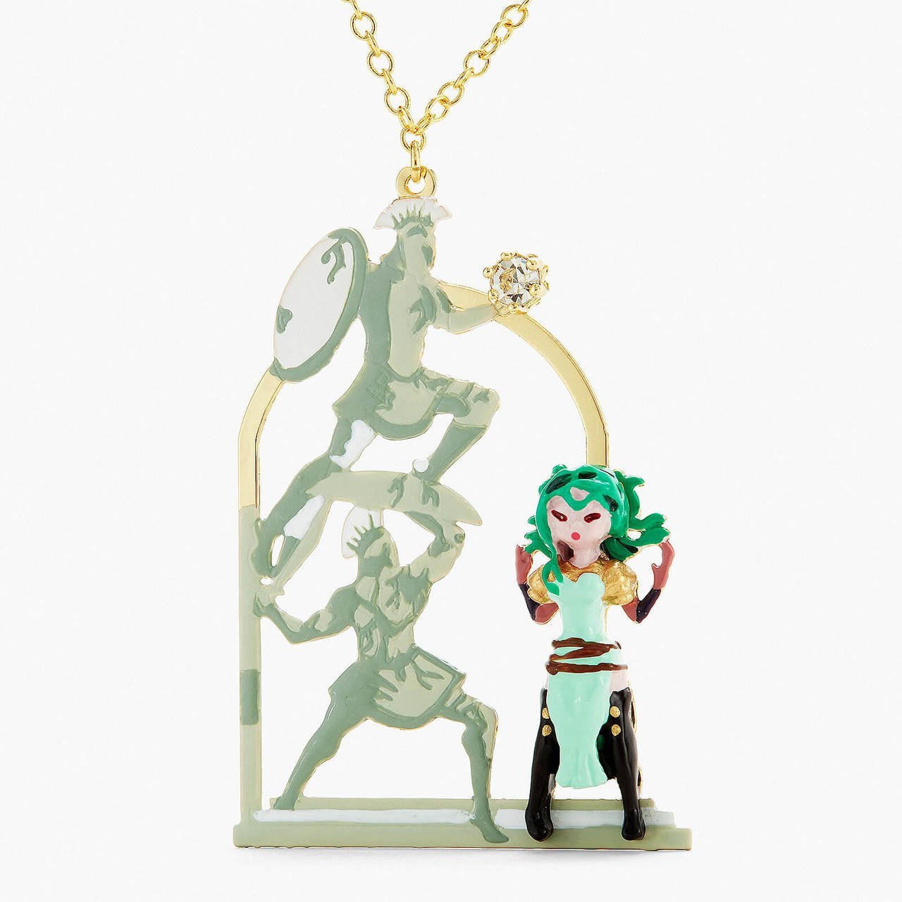 Greek Soldiers And Medusa Long Necklace | APPD3031 - Les Nereides