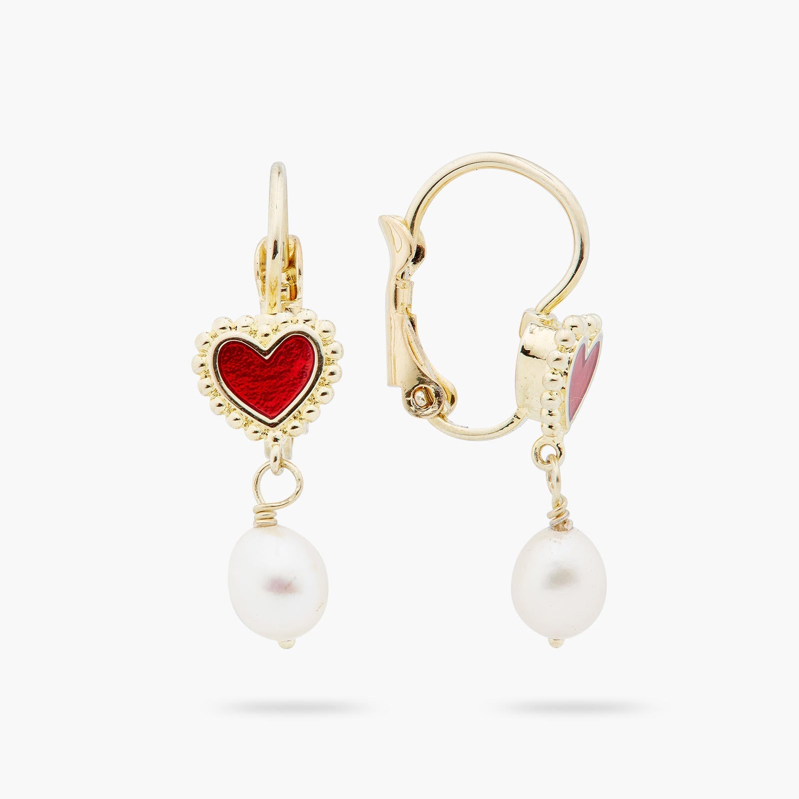Heart And Cultured Pearl Earrings | ARAD1041 - Les Nereides