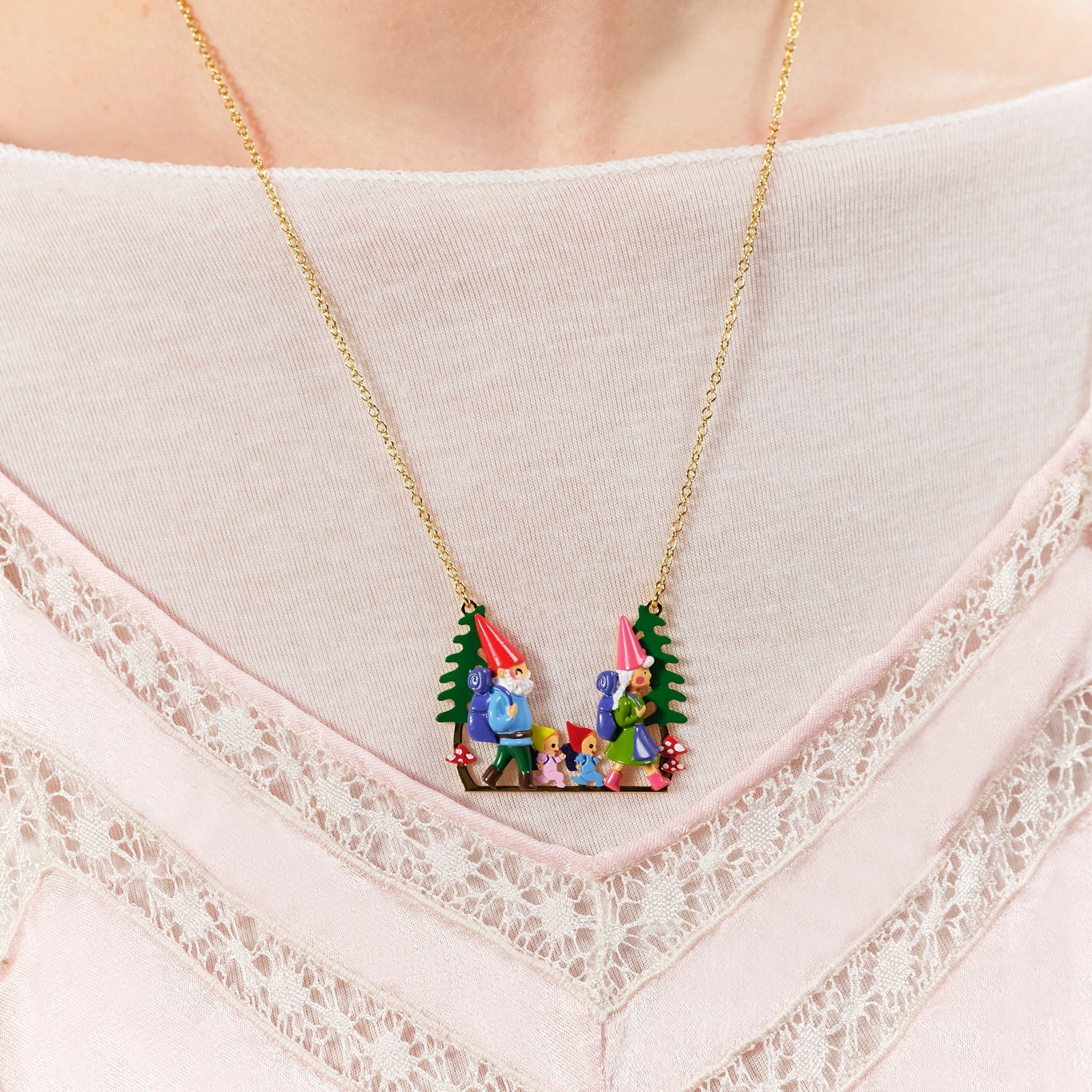 Hiking Toadstool Family Statement Necklace | ASCP3031 - Les Nereides