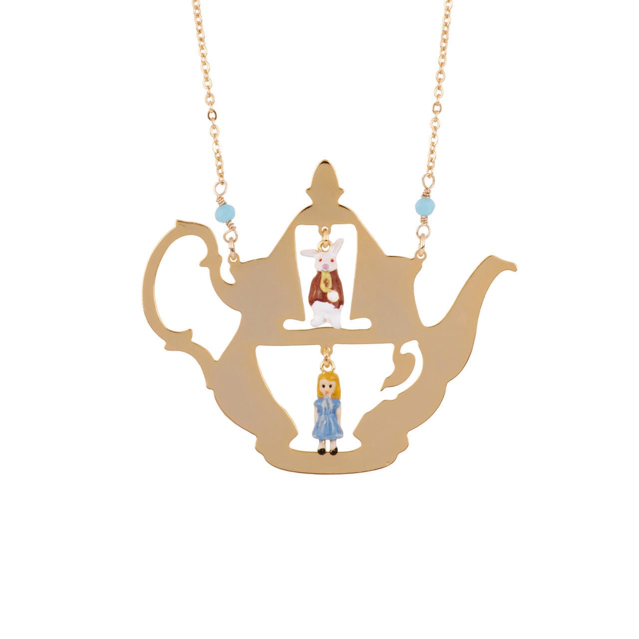 Il Était Une Fois Alice And Theé Rabbit At Tea Time Necklace | AEIL3011 - Les Nereides