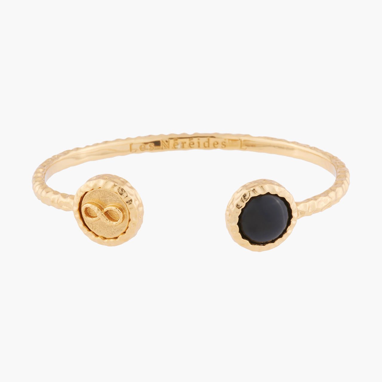 Infinity And Black Onyx Bangle Bracelet | AKBC202/11 - Les Nereides