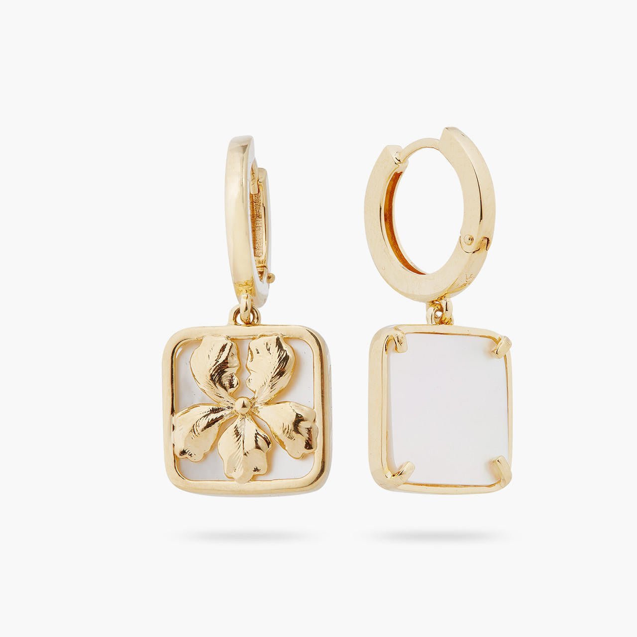 Iris On Mother Of Pearl Plate Earrings | ARNF1141 - Les Nereides