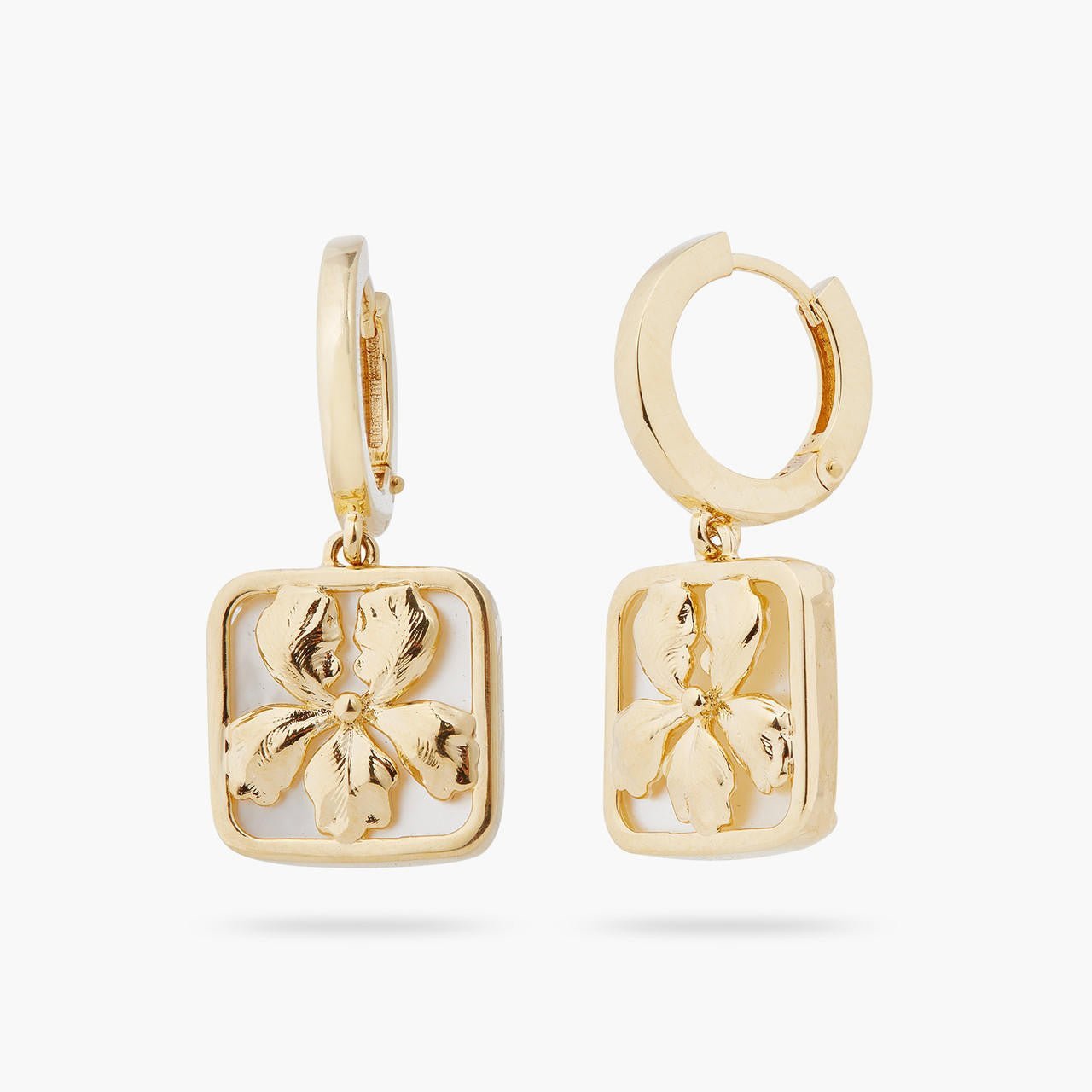 Iris On Mother Of Pearl Plate Earrings | ARNF1141 - Les Nereides