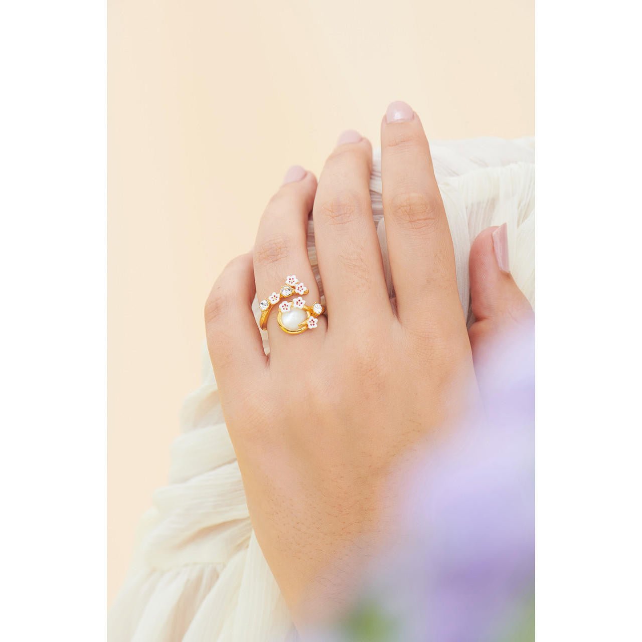 Japanese Cherry Blossom And Branches Adjustable Rings | ANHA6031 - Les Nereides