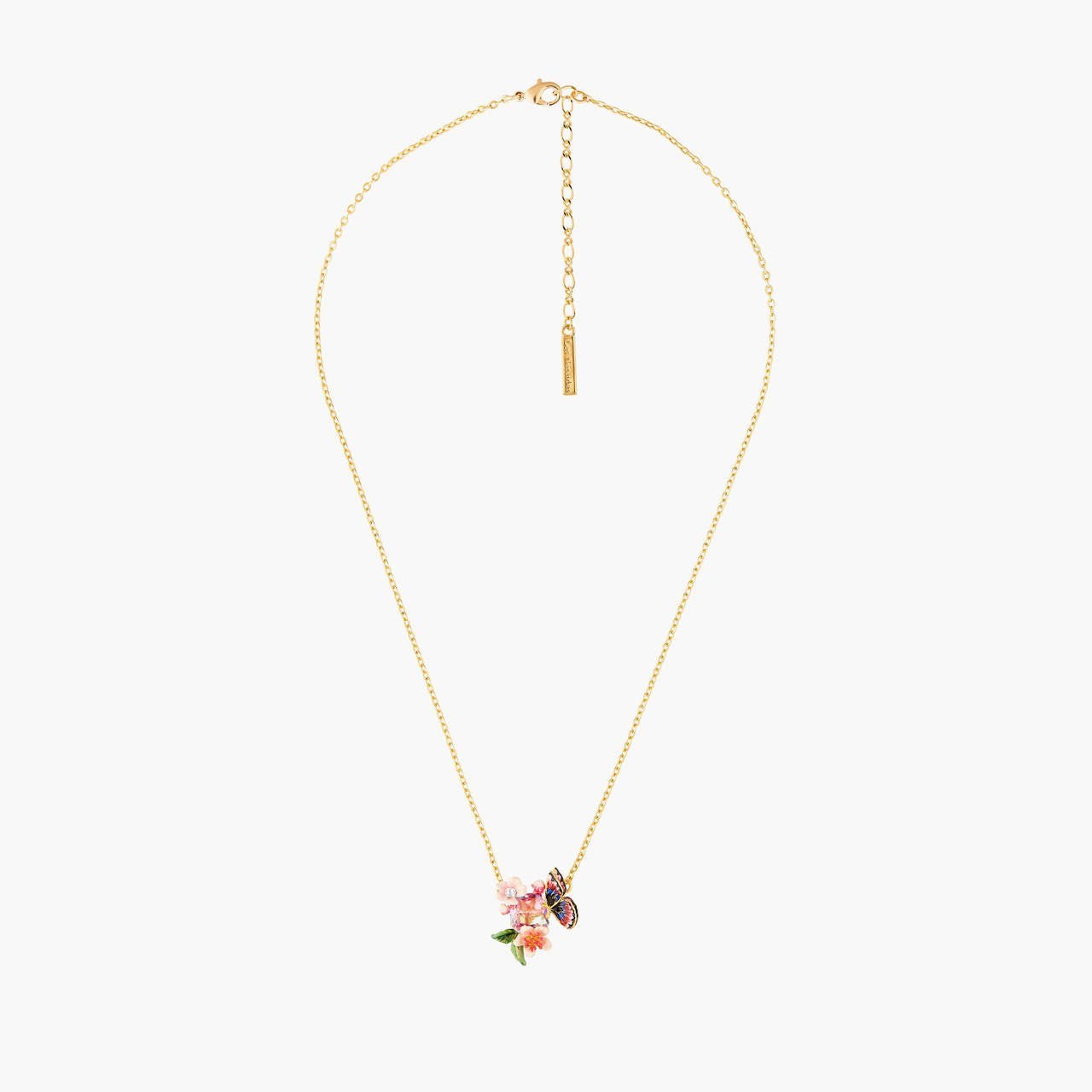 Japanese Emperor Butterfly And Cherry Blossom Necklace Necklace | ANHA3021 - Les Nereides