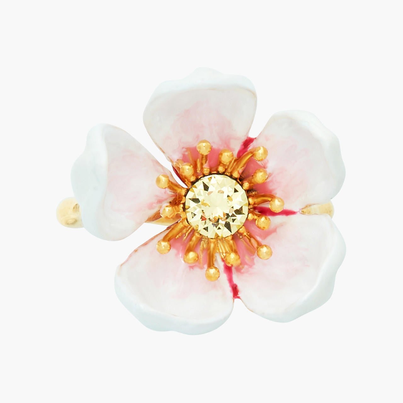 Japanese White Cherry Blossom And Petals Adjustable Rings | ANHA6061 - Les Nereides