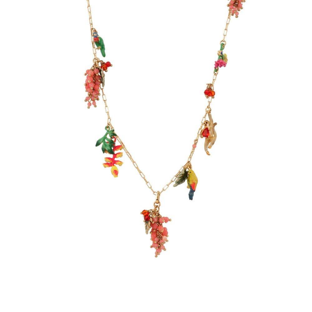 Jungle Tropicale Bunches Of Grapes And Tropical Flowers Necklace | ADJT3081 - Les Nereides