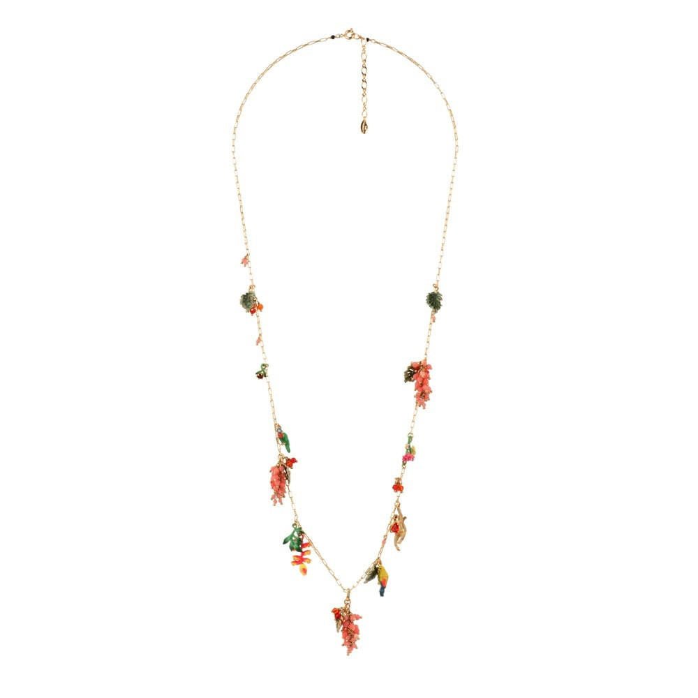 Jungle Tropicale Bunches Of Grapes And Tropical Flowers Necklace | ADJT3081 - Les Nereides
